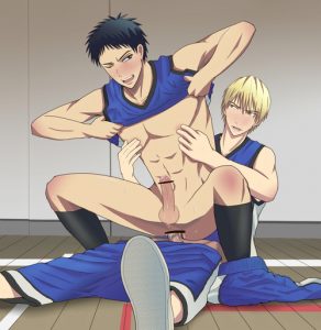 In the school gym this young Yaoi bara couple is having a dick riding fun time he barely has time to undress