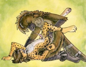 A horny yaoi furry hawk is fucking a submissive cheetah