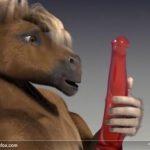 3D horse furry sucks and fucks a giant dildo and cums
