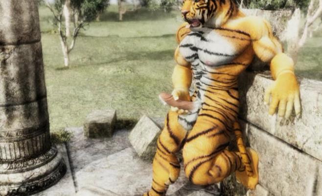 Amazing tiger wank animation